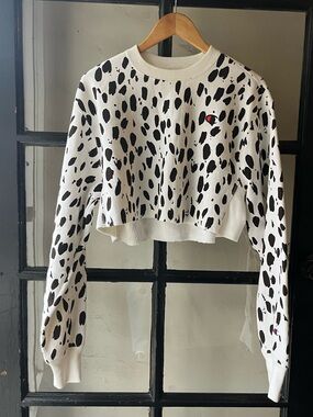 Champion Dalmatian Print Cropped Sweater